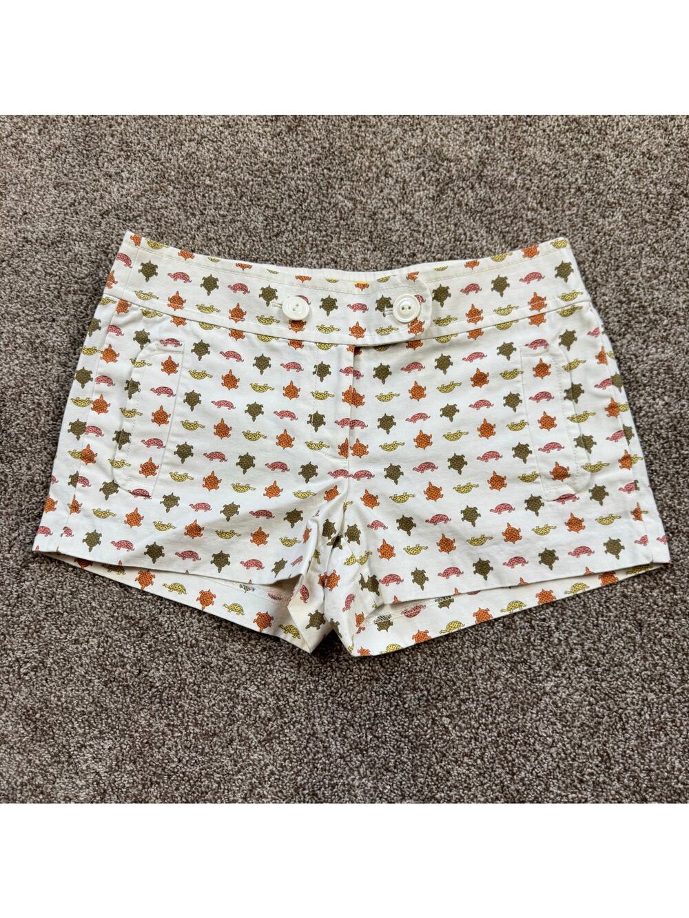 J.Crew Turtle Chino Shorts Women's Size 4 City Fit 2008 Pockets Tab Front Y2K